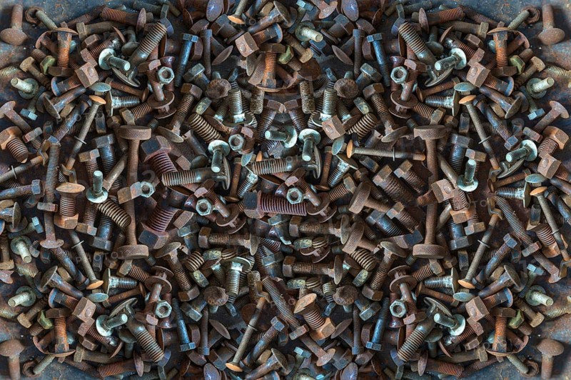 Rusty threaded bolts and nuts