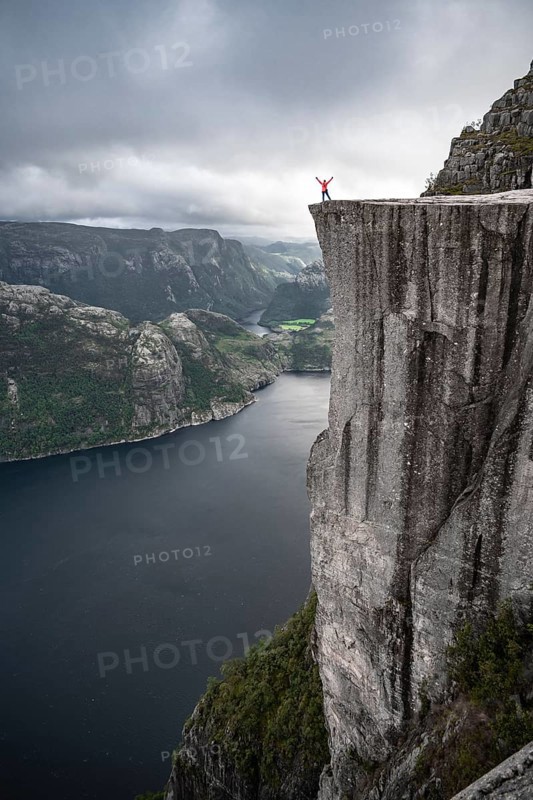 Single person on rock plateau
