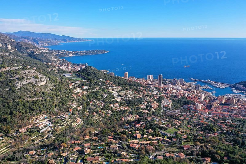 Aerial view of the Principality of Monaco and Roquebrune Cap Martin