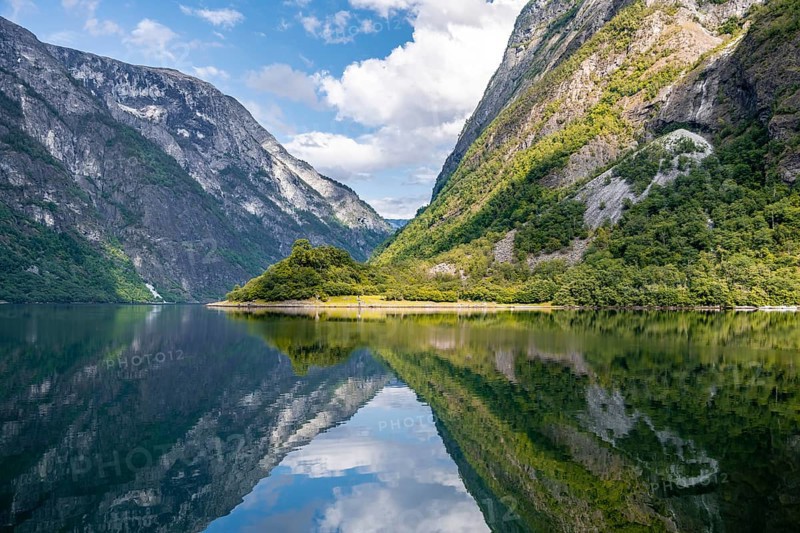 Mountains reflected in the water