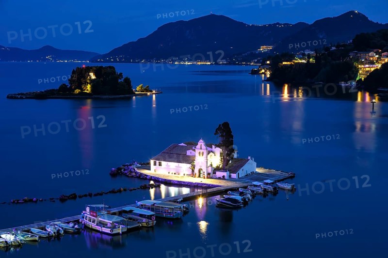 Corfu Vlachernon Vlacherna evening church Kanoni island trip boat
