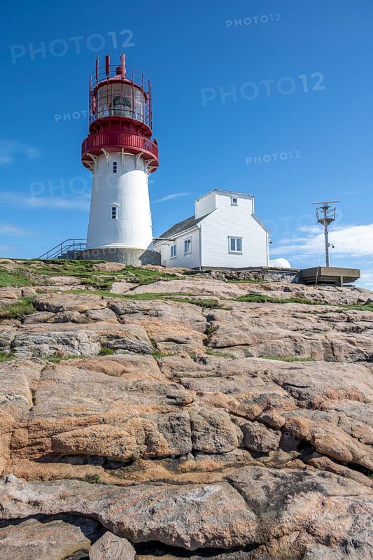 Red-white Lindesnes lighthouse