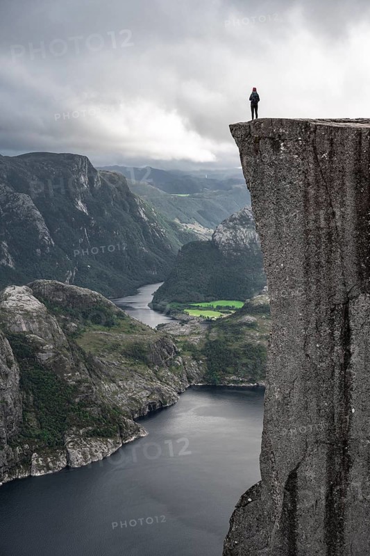 Single person on rock plateau