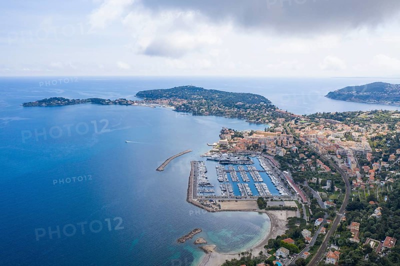 Aerial view Beaulieu sur Mer with marina and St