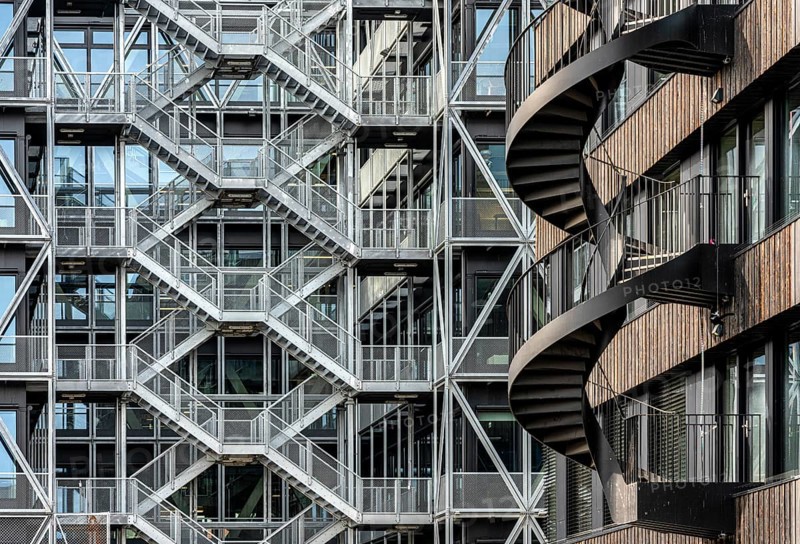 Facade with staircases