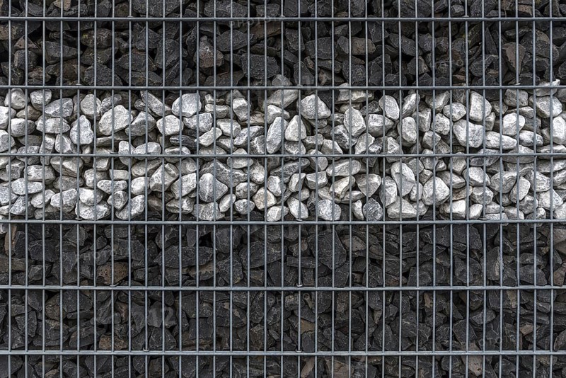 Gabion with light and black stones