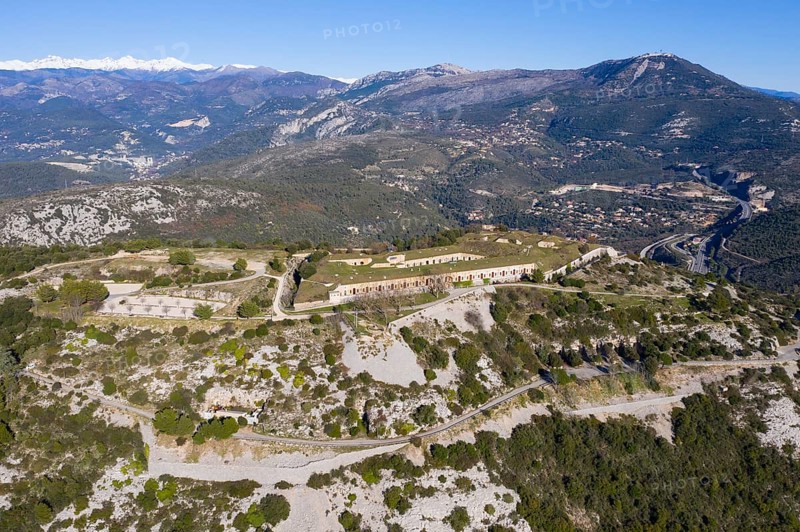 Aerial view Fort de la Revere or Fort Anselme in the Parc forestier de la Grande Corniche