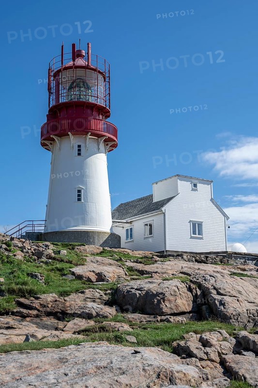 Red-white Lindesnes lighthouse