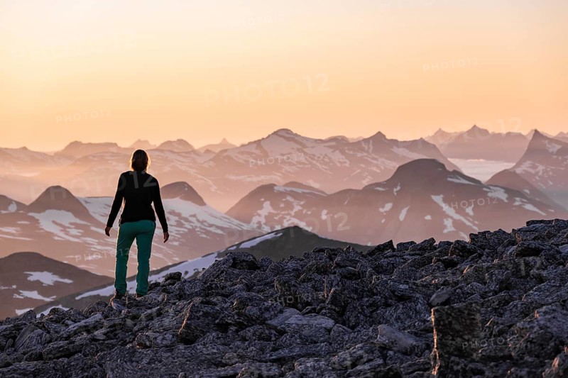 Hiker enjoying the evening mood