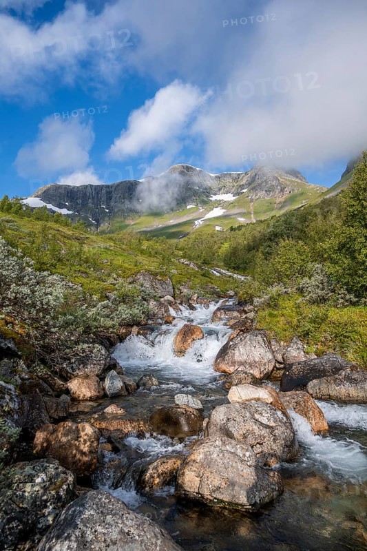 Mountain stream with mountains at Rimstigen