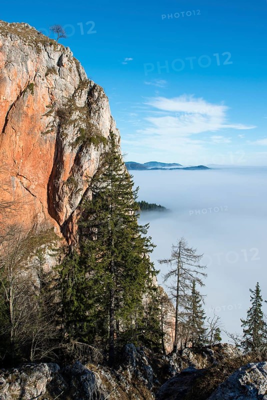 Mountain Rote Wand and fog in the valley