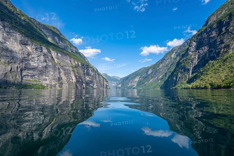 Mountains reflected in the Geirangerfjord