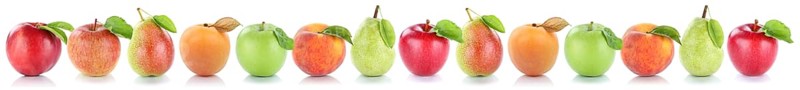 Apple fruit pear peach pears apples many fruit fresh in a row clipping isolated against a white background