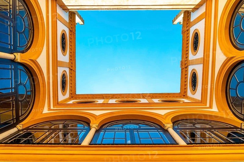 Moorish architecture of beautiful castle called Real Alcazar in Seville