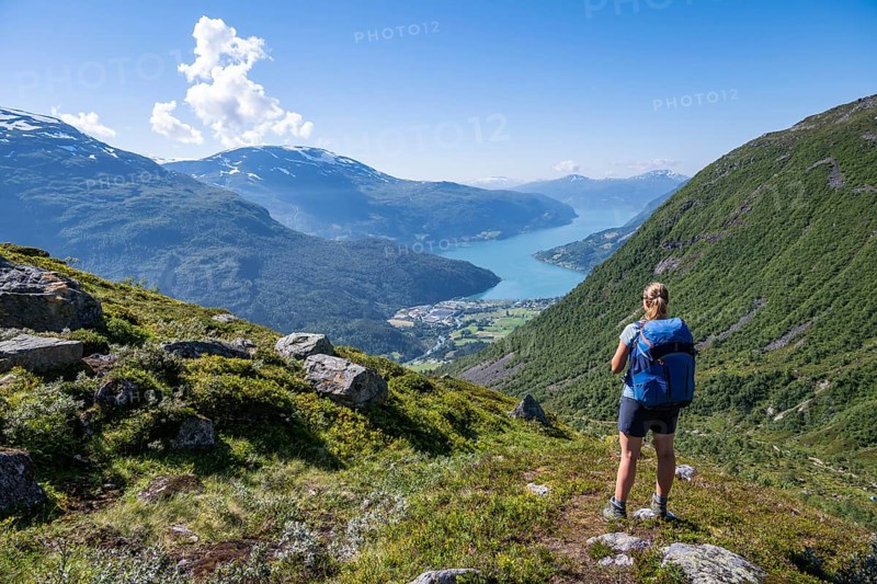 Hiker on the trail to Skala mountain