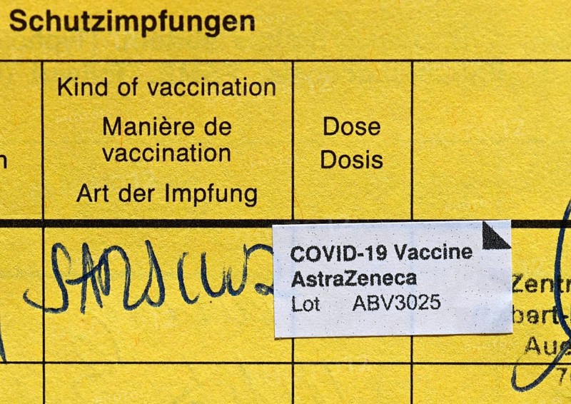 Vaccination certificate after vaccination with AstraZeneca against Covid-19