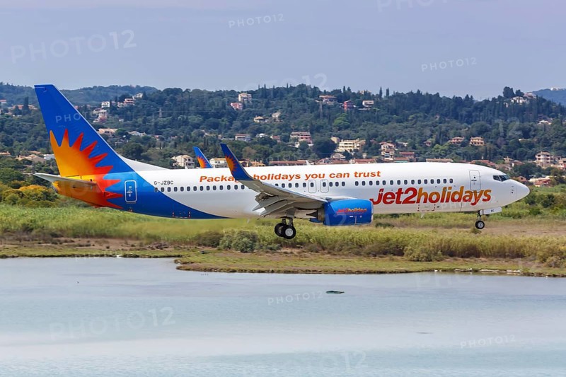 A Jet2 Boeing 737-800 with registration G-JZBC at Corfu Airport