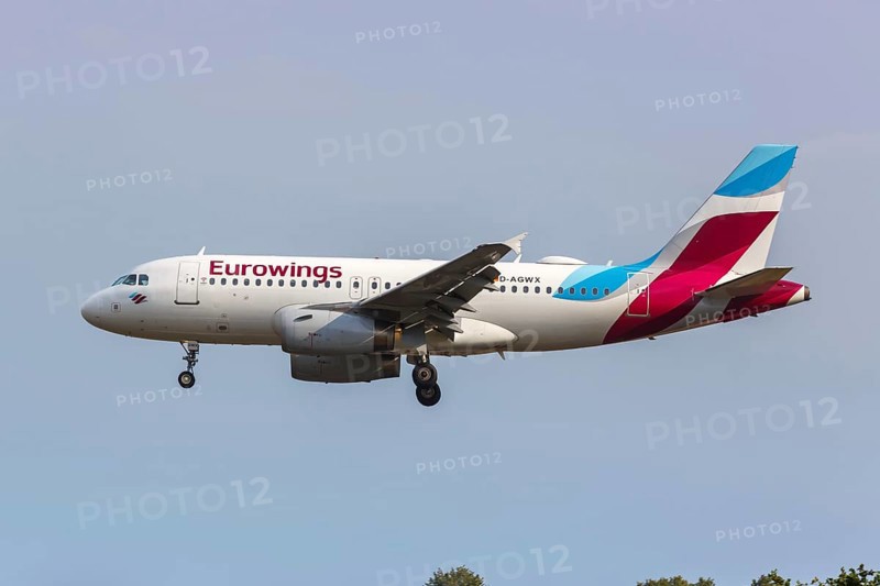 An Airbus A319 aircraft of Eurowings with registration number D-AGWX at Dortmund Airport
