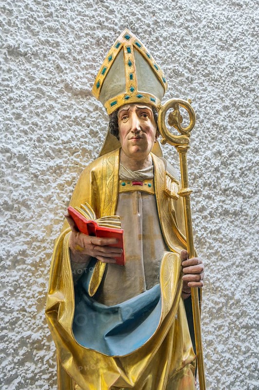 Figure of a saint with crosier and book