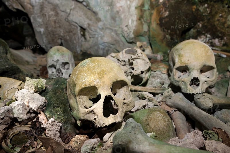 Ancient skulls in the Rock Islands near Malwawa