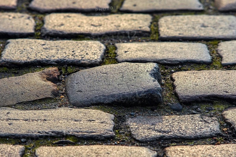 Cobblestone pavement in Speicherstadt Hamburg