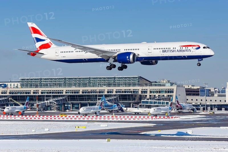 A British Airways Boeing 787-10 Dreamliner aircraft with registration G-ZBLB at Stuttgart Airport
