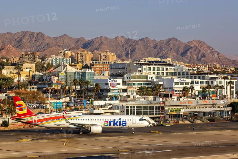 An Arkia Airbus A321LR with registration number 4X-AGK at Eilat Airport