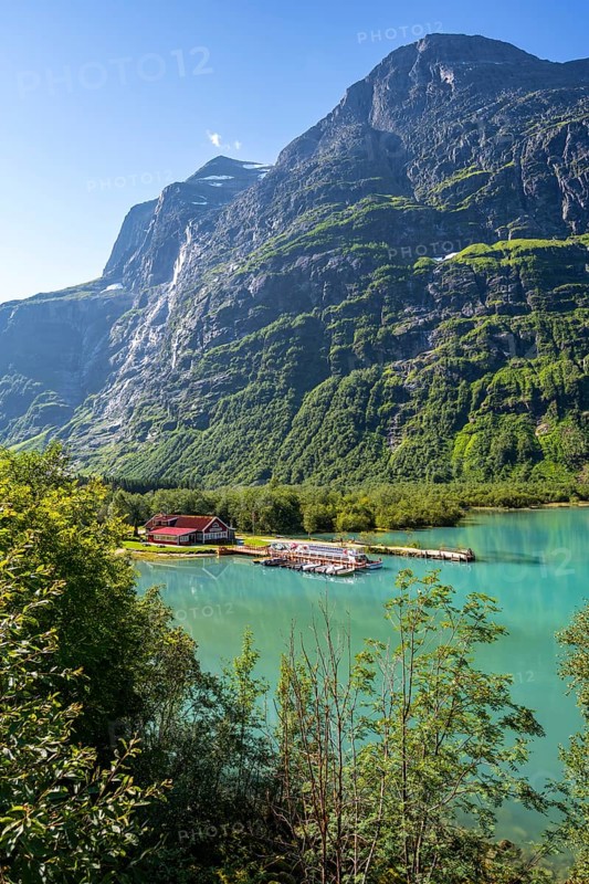 Lake Lovatnet with rest area Kjenndalstova