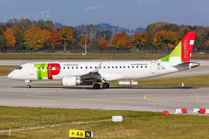 An Embraer ERJ 190 aircraft of TAP Portugal Express with registration CS-TPP at Munich Airport