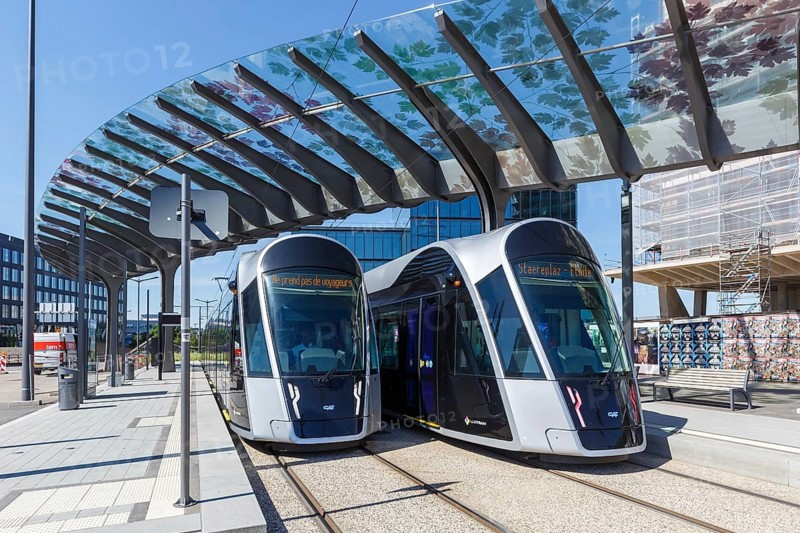 Tram Luxtram tramway tramway local transport stop Luxexpo
