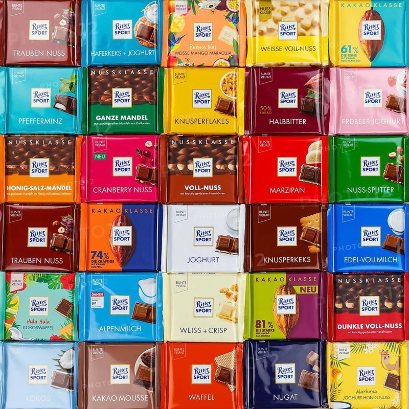 Ritter Sport chocolates different varieties wallpaper square