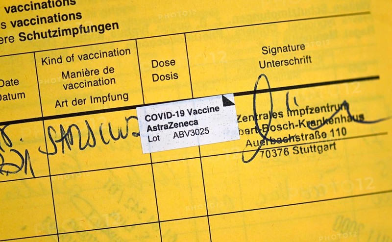 Vaccination certificate after vaccination with AstraZeneca against Covid-19