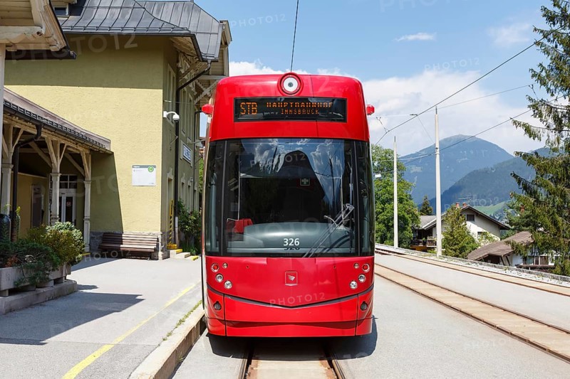 Stubaitalbahn Innsbruck tram Bombardier tramway local traffic stop Fulpmes