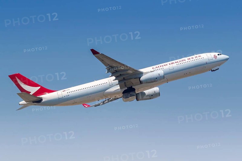 A Cathay Dragon Airbus A330-300 aircraft with registration B-HLM at Hong Kong Airport