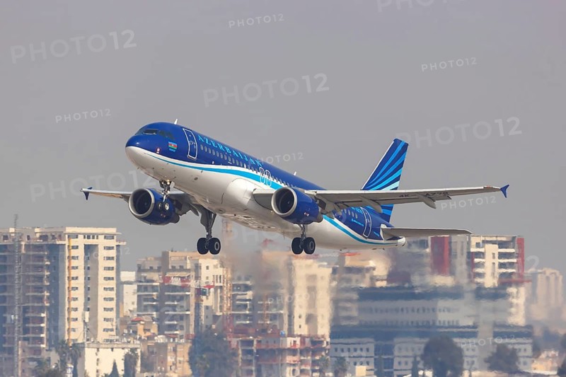 An Airbus A320 aircraft of Azerbaijan Airlines with registration number 4K-AZ79 at Tel Aviv Airport