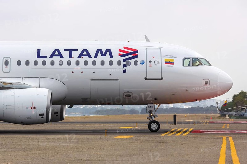 An Airbus A320 aircraft of LATAM with the registration CC-BAS at Cartagena airport