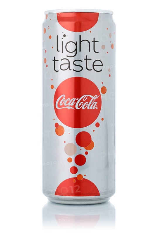 Coca Cola Coca-Cola light taste lemonade soft drink beverage in beverage can cutout on white background