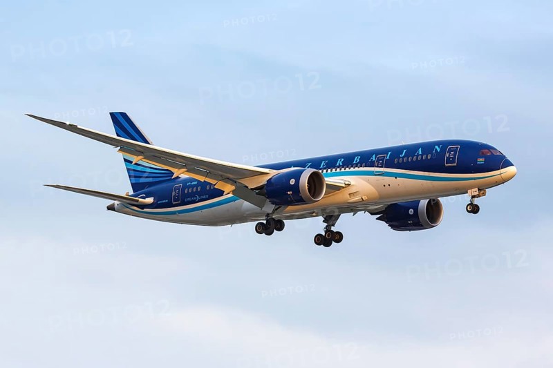 A Boeing 787-8 Dreamliner aircraft of Azerbaijan Airlines AZAL with registration VP-BBR at London Heathrow Airport