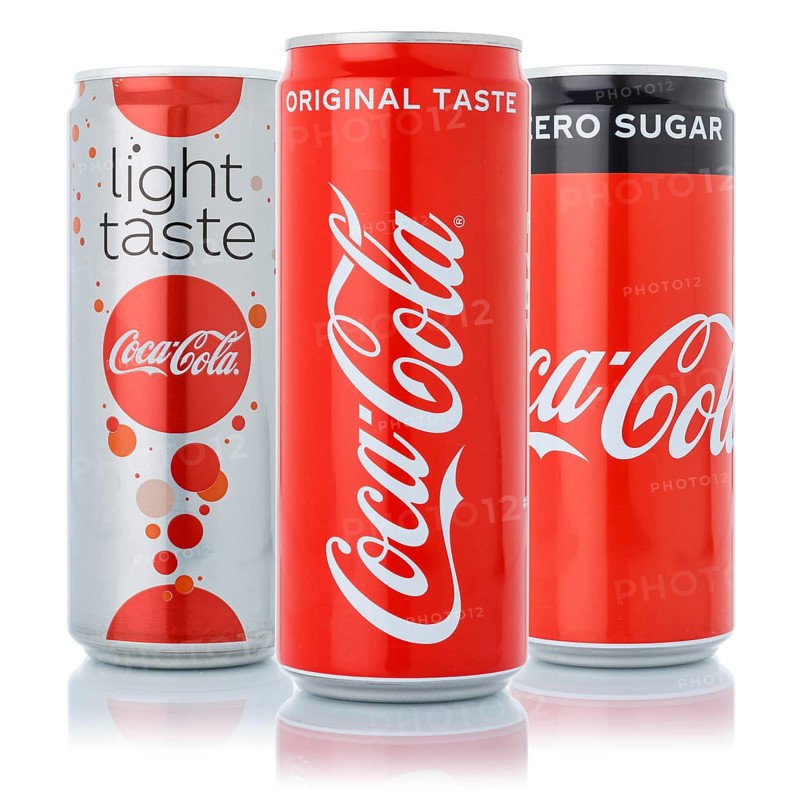 Coca Cola Coca-Cola products lemonade soft drink beverage in beverage can cutout on white background