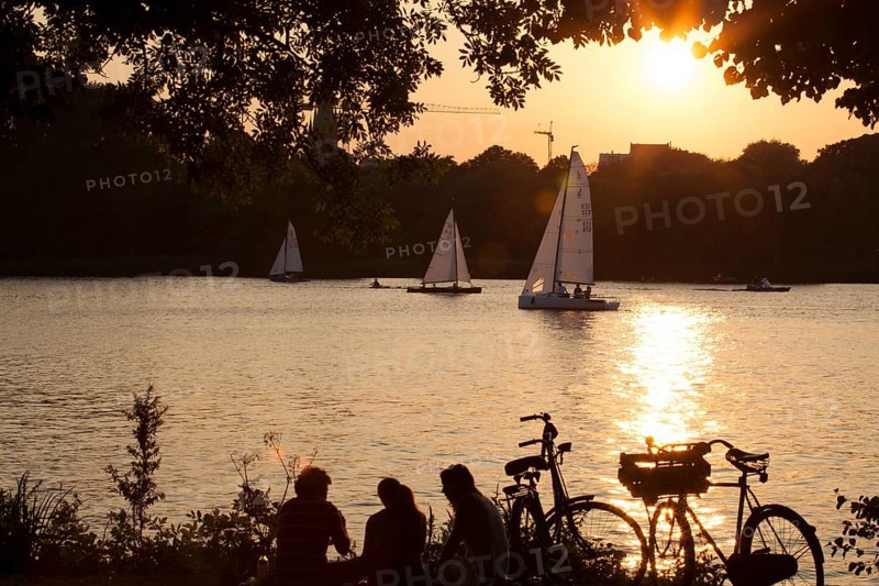 Sunset on the lake Alster