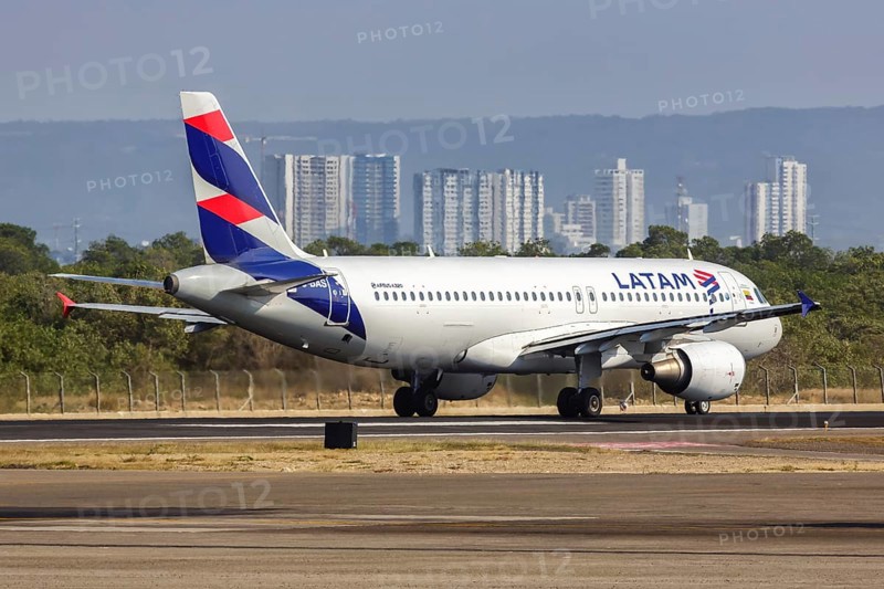 An Airbus A320 aircraft of LATAM with the registration CC-BAS at Cartagena airport