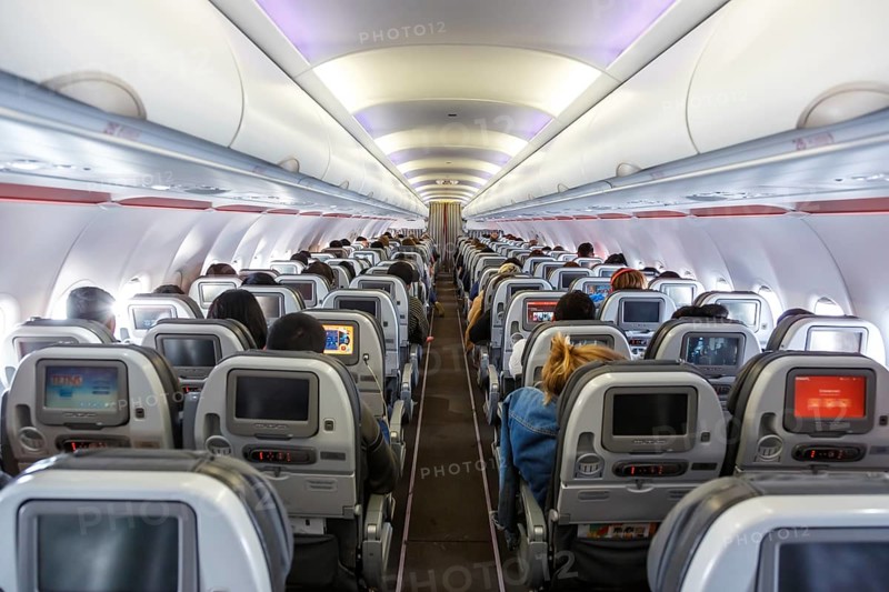 Cabin of an Avianca Airbus aircraft at Cuzco airport