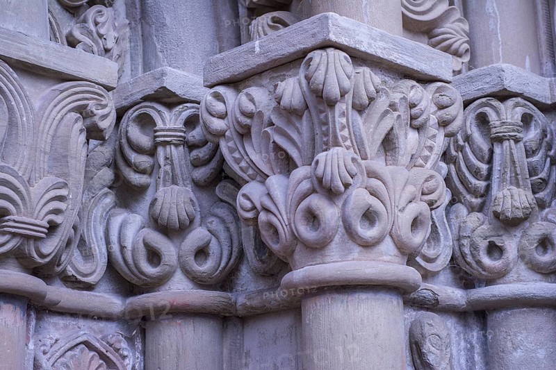 Historical ornaments on the exterior facade of the Walterich Chapel in Murrhardt