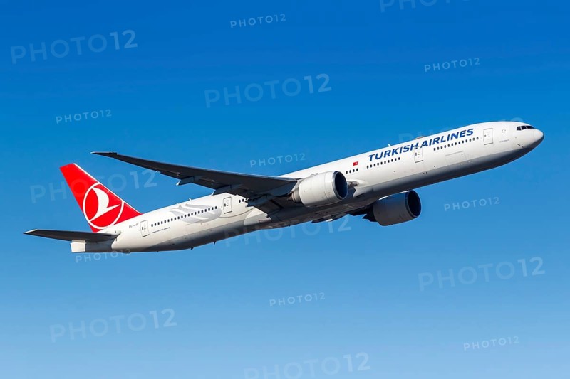A Boeing 777-300ER aircraft of Turkish Airlines with registration number TC-JJF at Frankfurt Airport