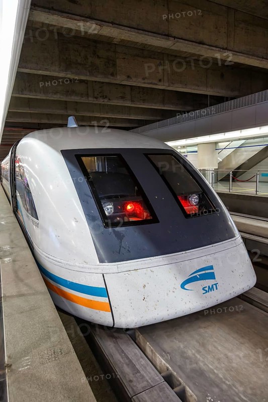 Shanghai Transrapid Maglev train traffic portrait infrastructure in Longyang Road station