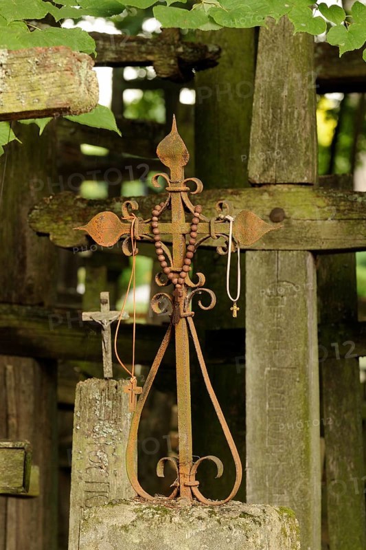 Decorated wrought iron cross