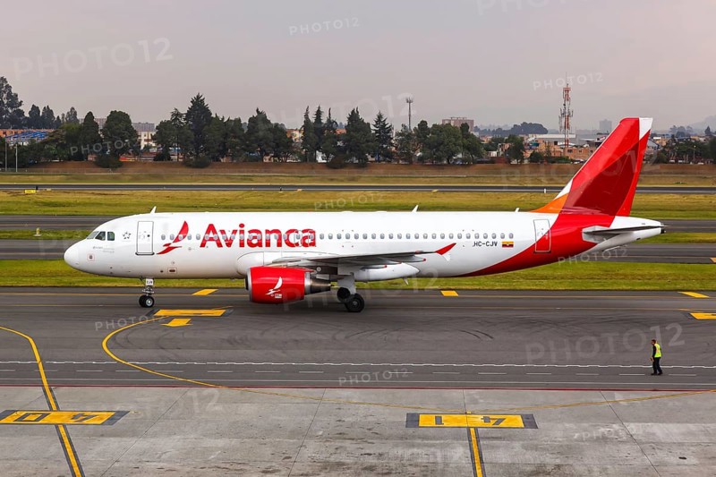 An Airbus A320 aircraft of Avianca Ecuador with registration number HC-CJV at Bogota airport