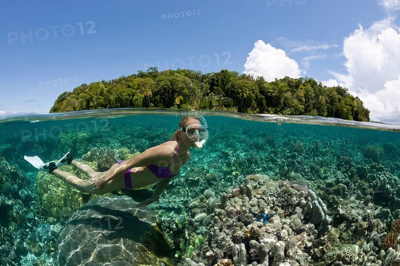 Snorkeling in shallow water
