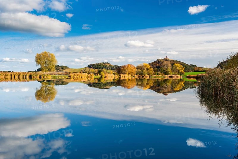 Landscape with lake in autumn