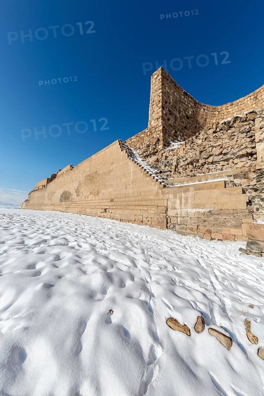 City walls of Ani. Ani is a ruined medieval Armenian town